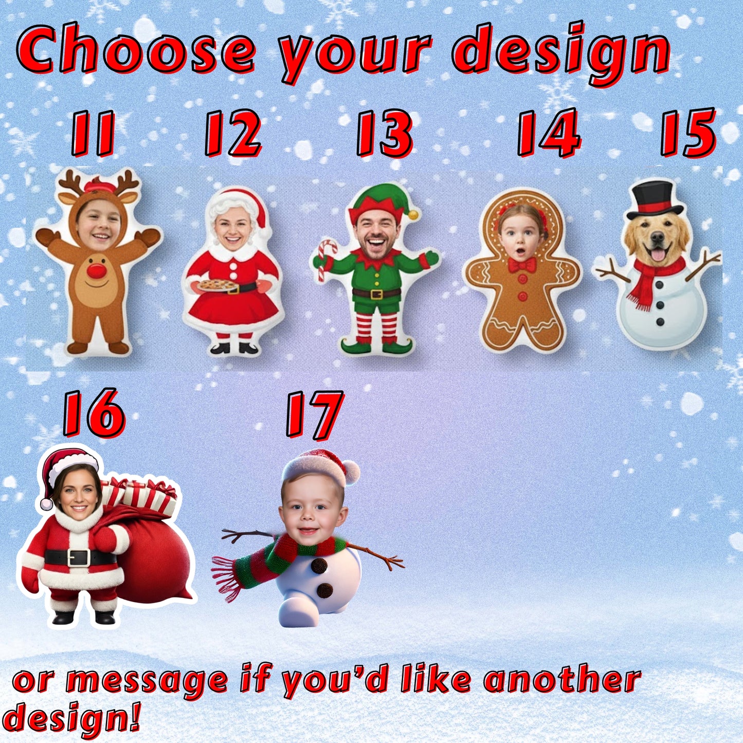 Personalized Christmas Face Pillows – Custom Santa, Elf, Snowman & More! Holiday Decor & Gift for Family, Kids & Friends