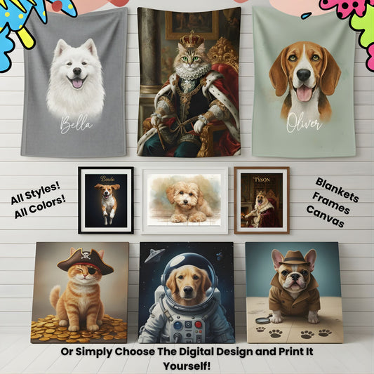 Your Pet Portrait – Digital, Blanket, Framed & Canvas Wall Art | Create A Cherished Memory