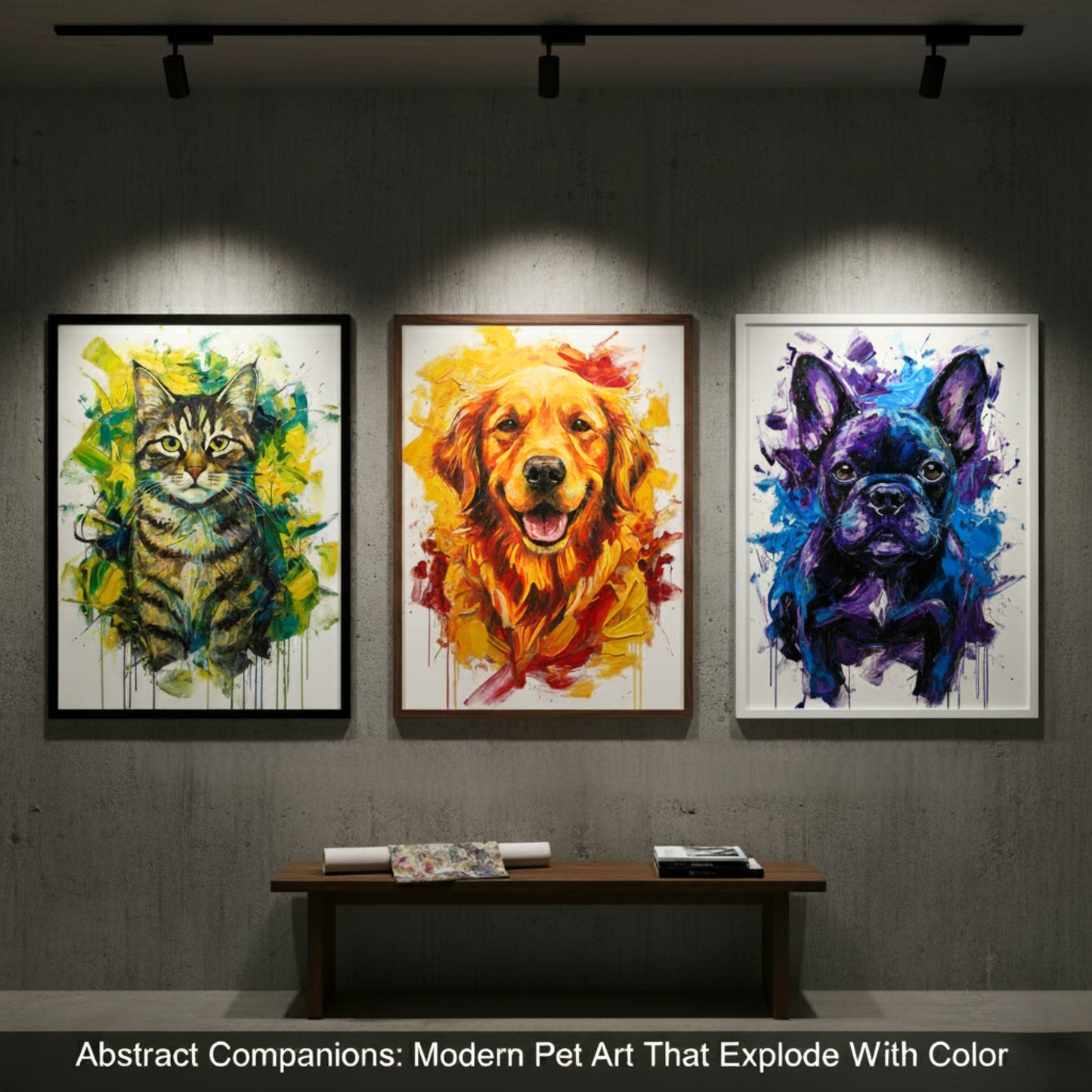 Custom Abstract Pet Portrait – Modern Color Splash Dog or Cat Wall Art | Framed Poster on Museum-Grade Paper