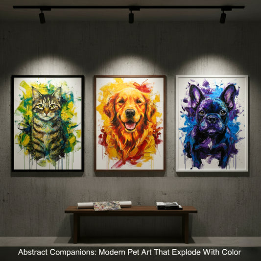 Custom Abstract Pet Portrait – Modern Color Splash Dog or Cat Wall Art | Framed Poster on Museum-Grade Paper