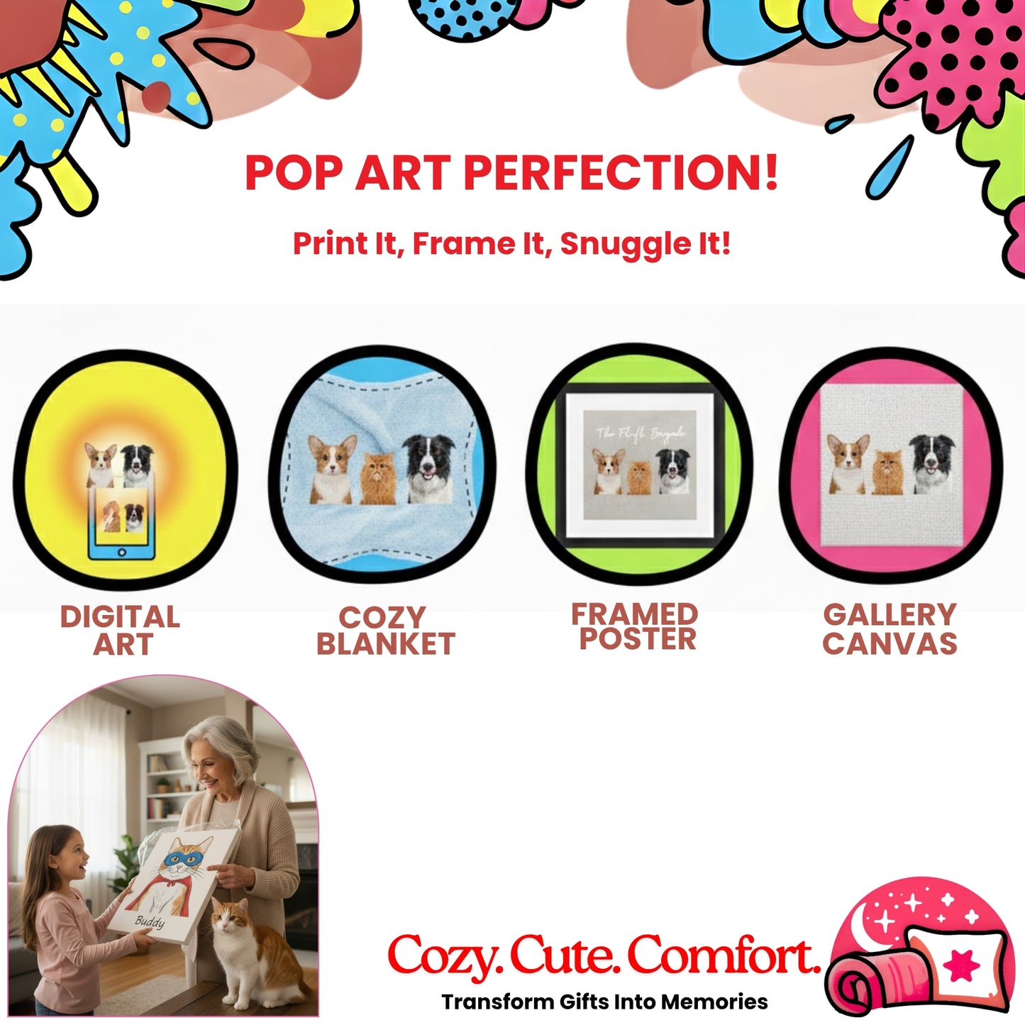 Your Pet Portrait – Digital, Blanket, Framed & Canvas Wall Art | Create A Cherished Memory