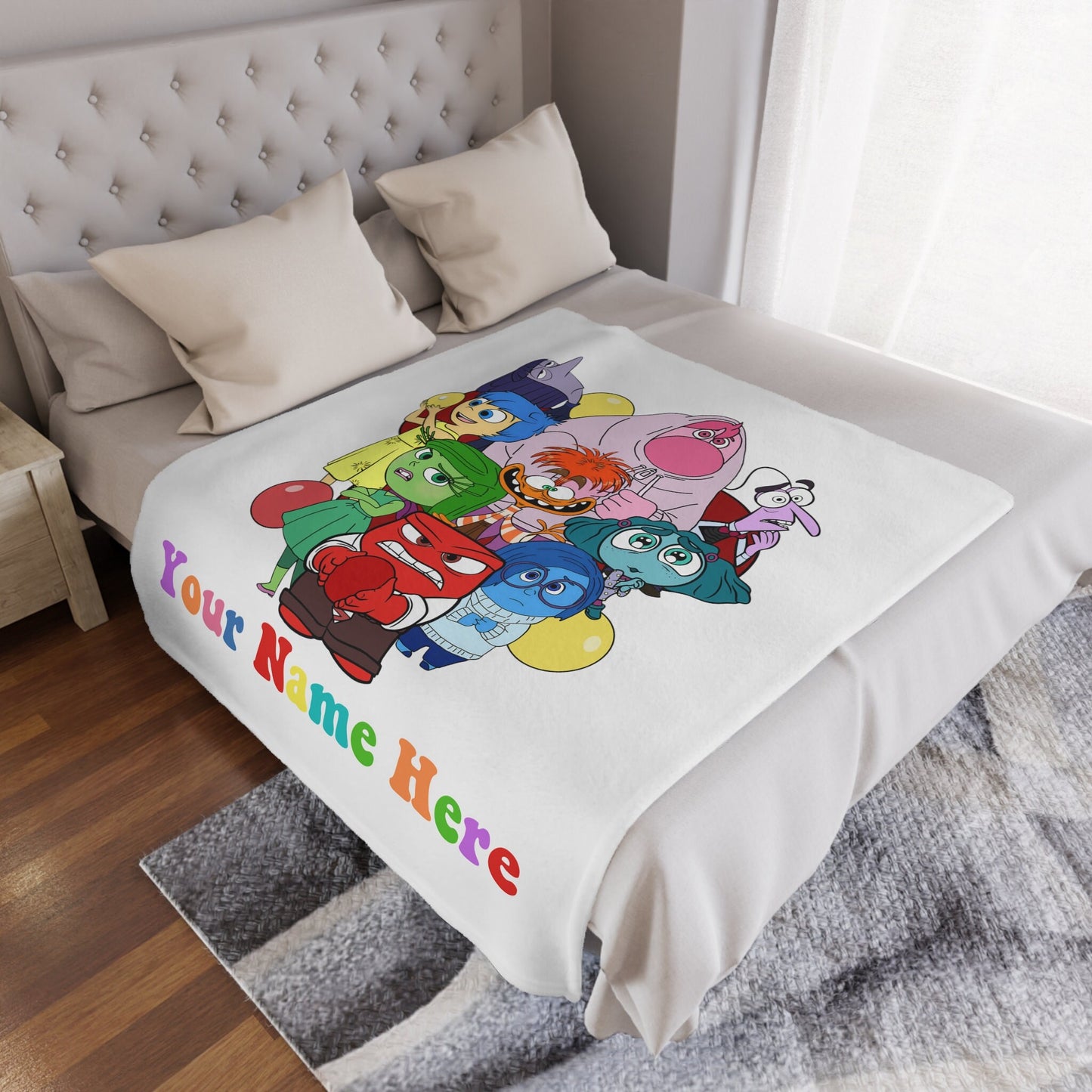 Personalized Emotion Blanket – Custom Name & Photo Gift Inspired by Inside Out with Joy, Sadness, Anger & More