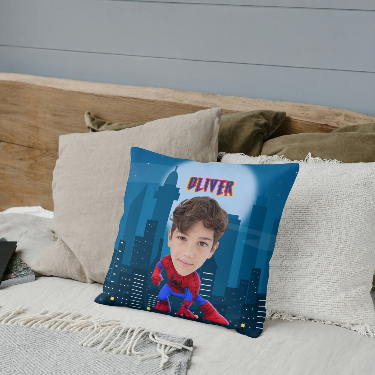 Personalized Spiderman Pillow with Name – Custom Double-Sided Superhero Cushion for Kids