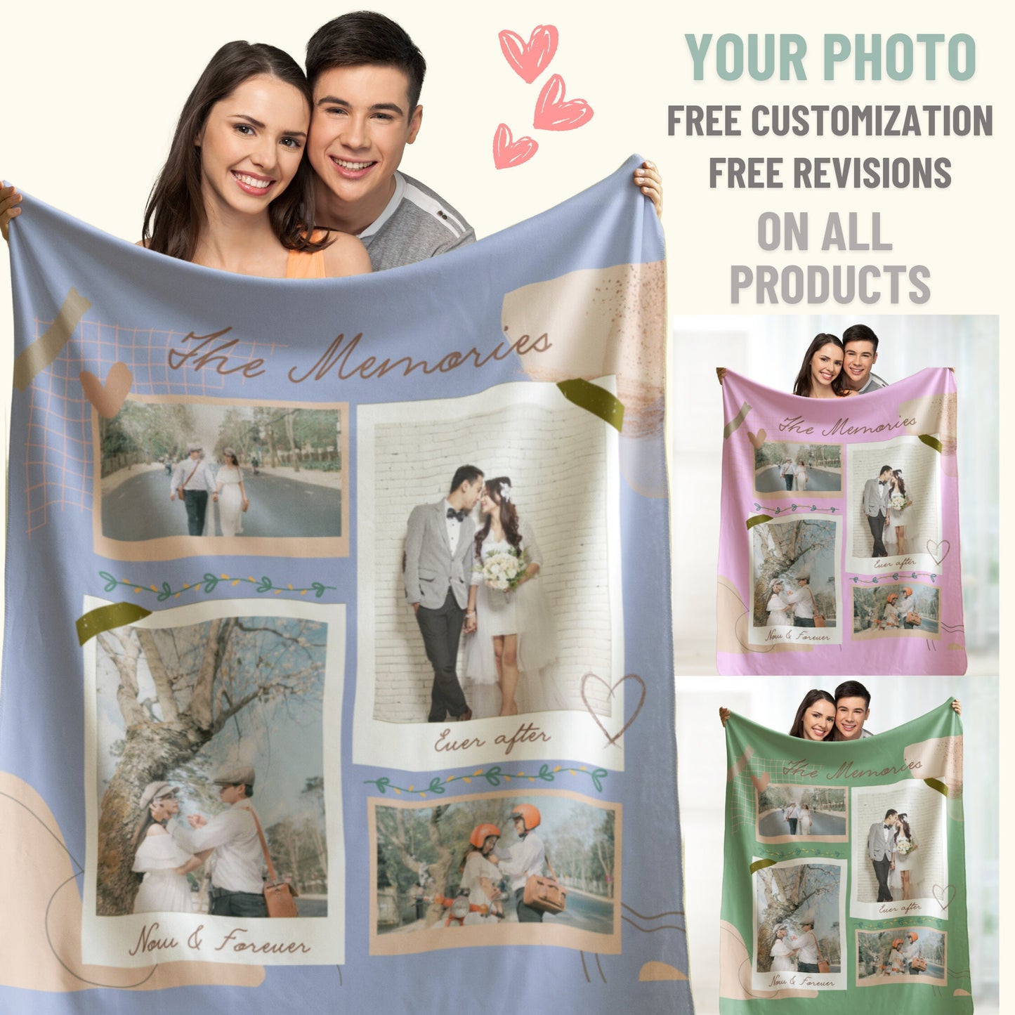 Personalized Wedding Photo Collage Blanket – Gift for Couples, Engagements & Anniversaries