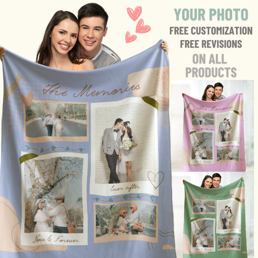 Personalized Wedding Photo Collage Blanket – Gift for Couples, Engagements & Anniversaries
