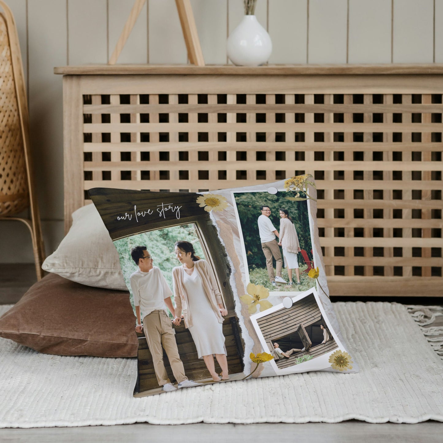 Personalized Couples Photo Collage Pillow – Custom Names & Romantic Keepsake Gift