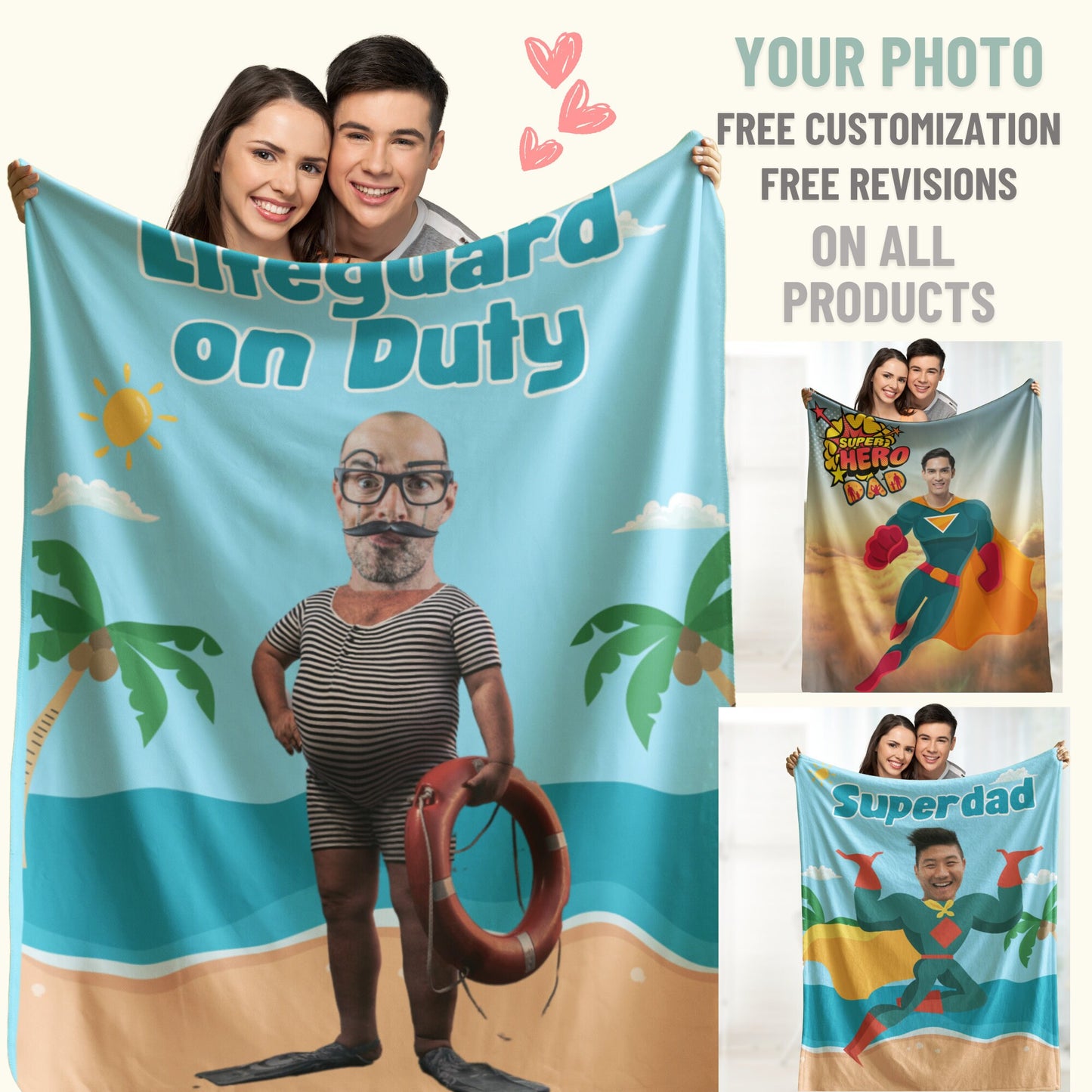 Personalized Superdad Blanket – Funny Superhero Photo Gift for Father’s Day & Dad’s Birthday