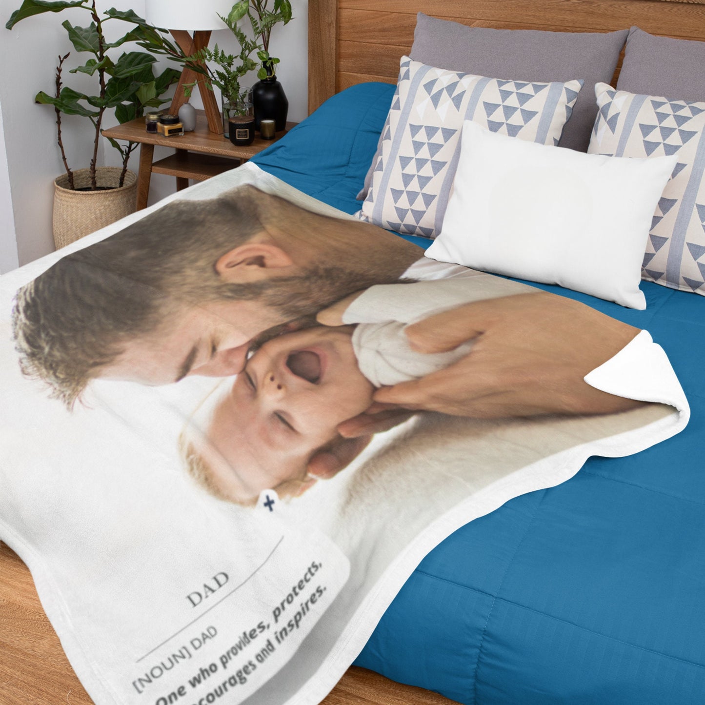 Personalized Photo Blanket – Custom Gift for Dad, Grandpa, or Him