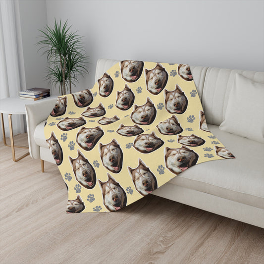 Personalized Funny Pet Photo Blanket – Custom Dog Face & Paw Print Gift for Pet Lovers
