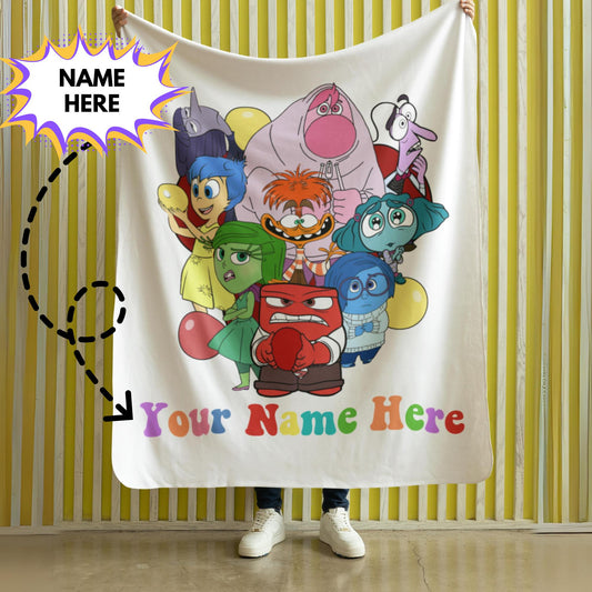 Personalized Emotion Blanket – Custom Name & Photo Gift Inspired by Inside Out with Joy, Sadness, Anger & More