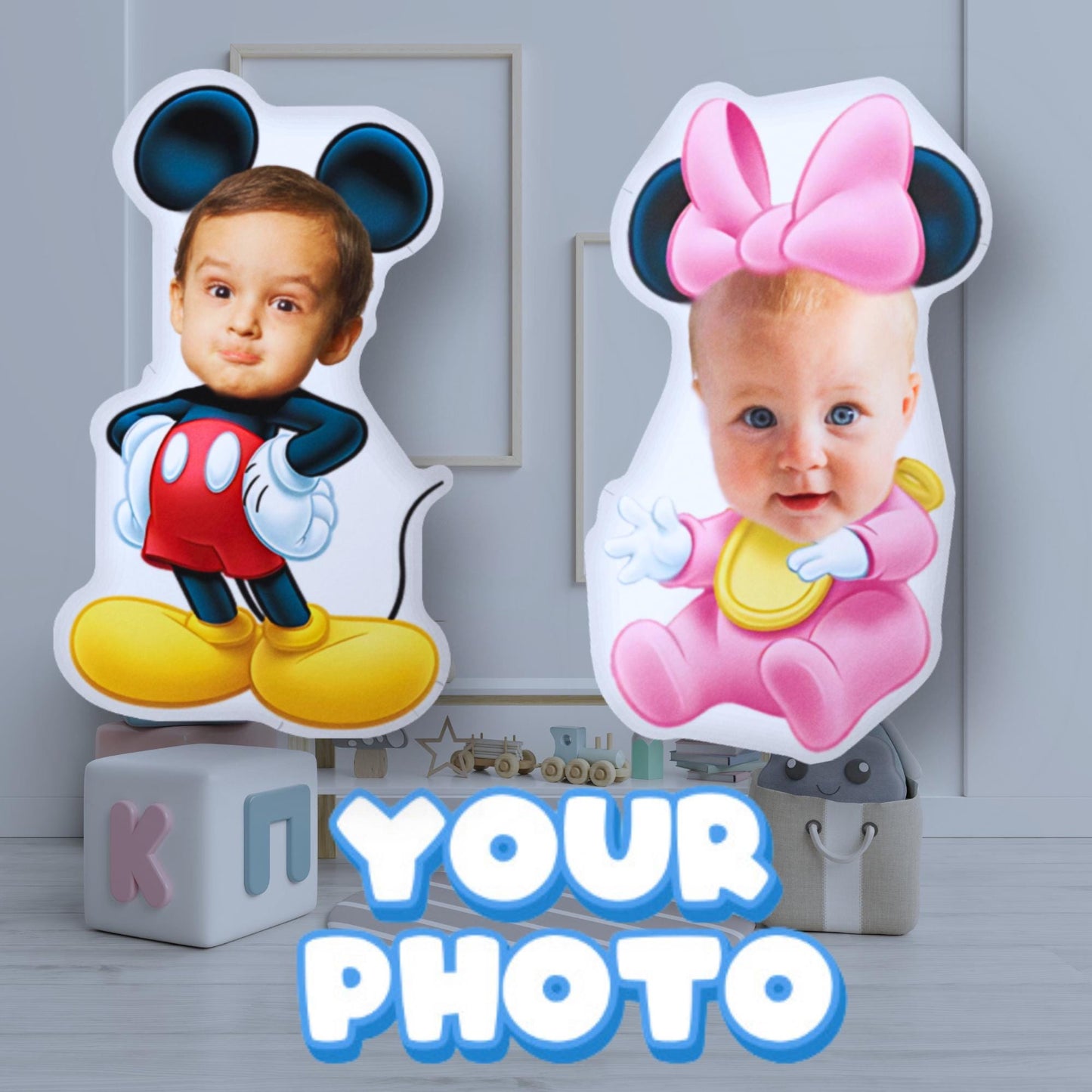Personalized Disney & Pixar Face Photo Pillow – Custom Kids Gift