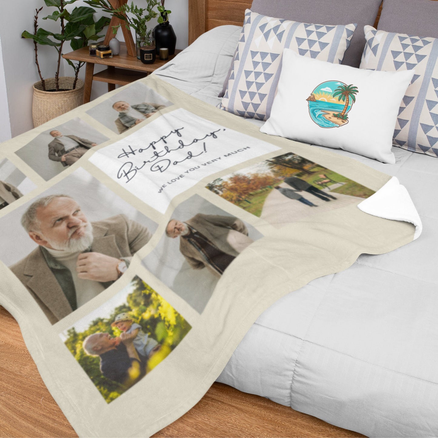 Personalized Grandpa Photo Blanket – Custom Collage Gift for Deployment, Father’s Day & Family Moments