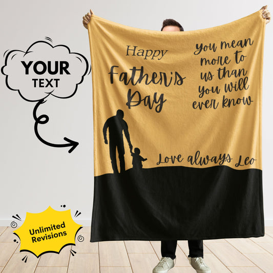Personalized Father’s Day Blanket – Custom Message, Names & Photo Gift for Dad, Step Dad