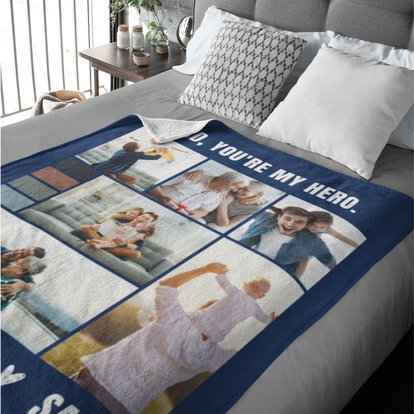 Personalized Dad Blanket with Text, Custom Father's Day Blanket, Grandpa Gift, Birthday Gift For Dad, You're My Hero Dad, Best Dad Blanket