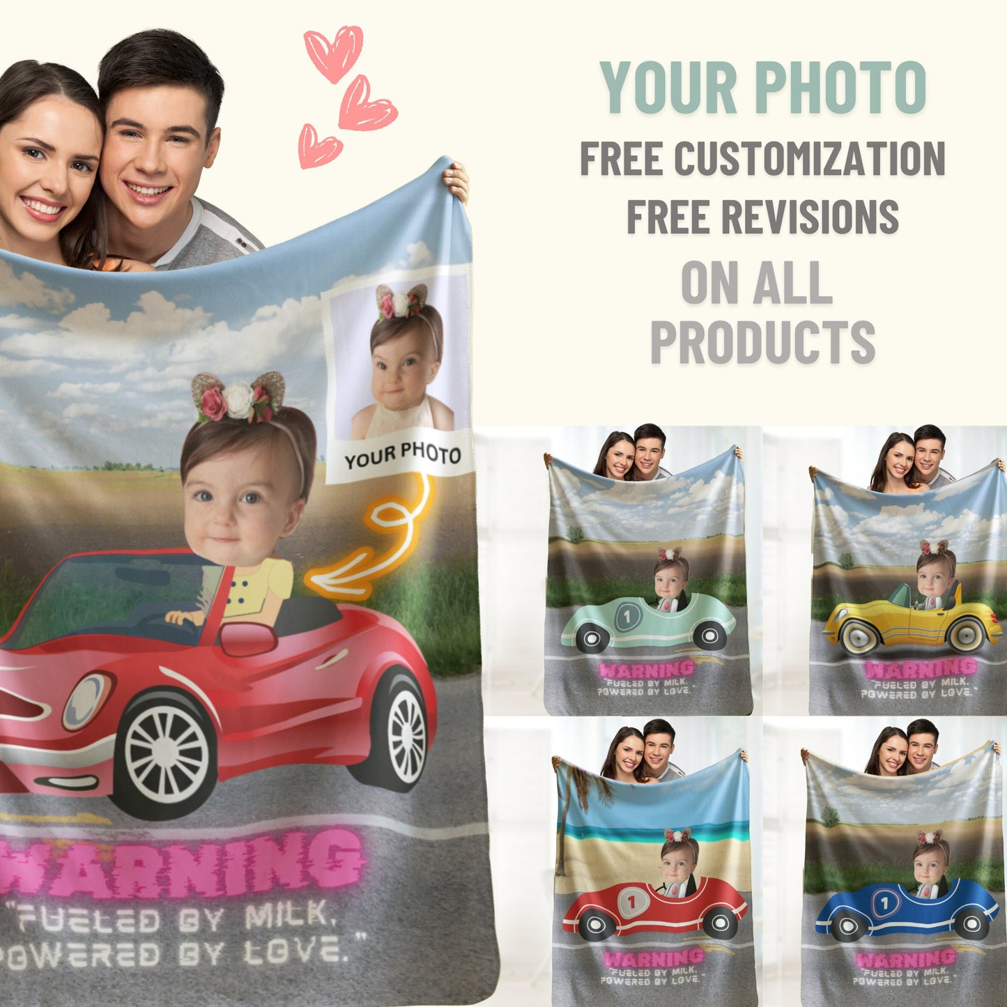 Personalized Baby Photo Blanket – Custom Name & Animal Design Gift for Kids