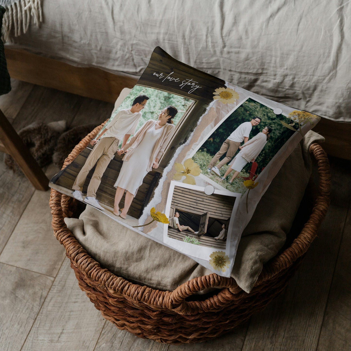 Personalized Couples Photo Collage Pillow – Custom Names & Romantic Keepsake Gift