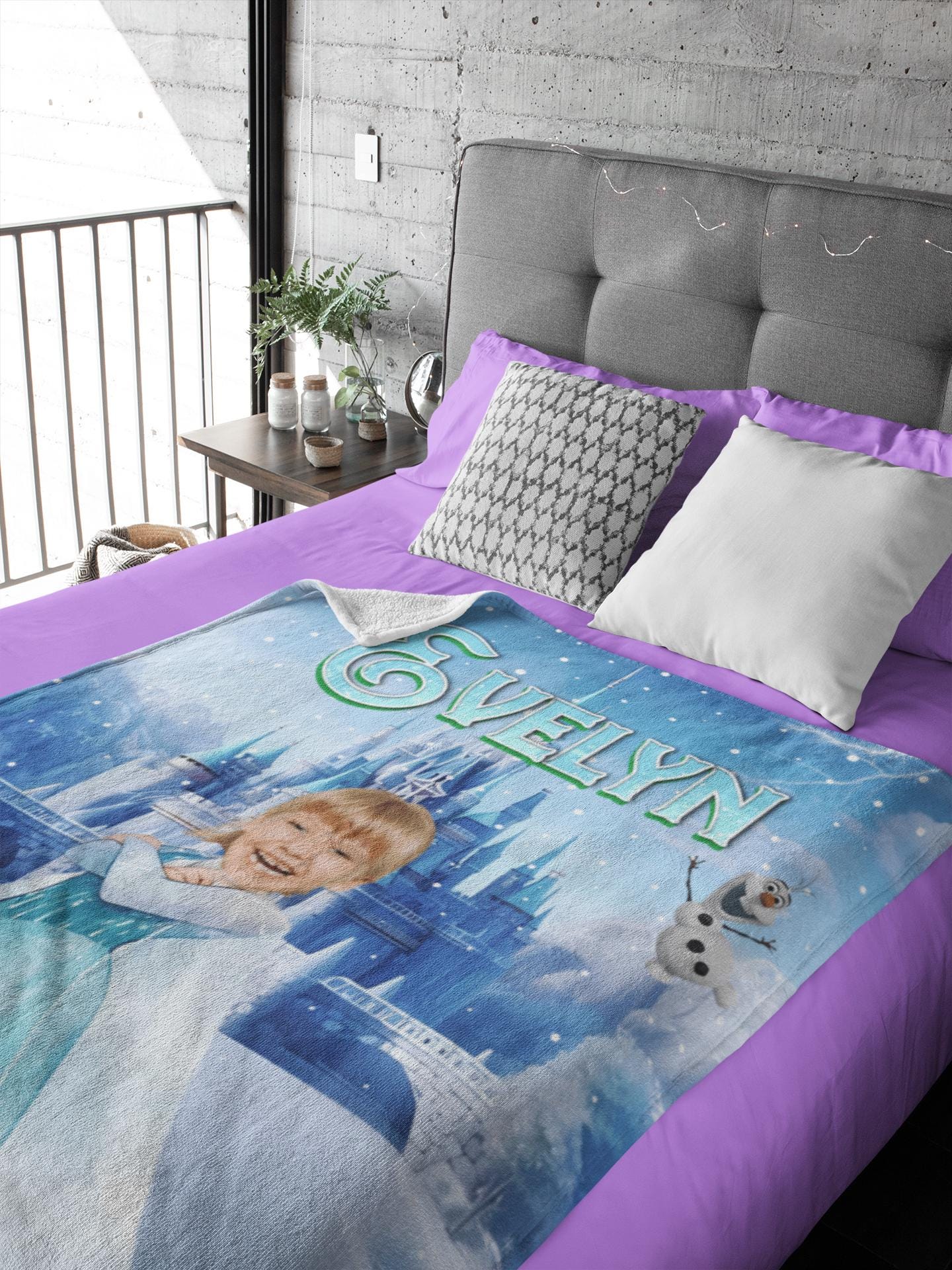 Personalized Frozen Blanket – Custom Name & Photo Gift Featuring Elsa, Anna & Olaf for Kids’ Christmas & Birthdays