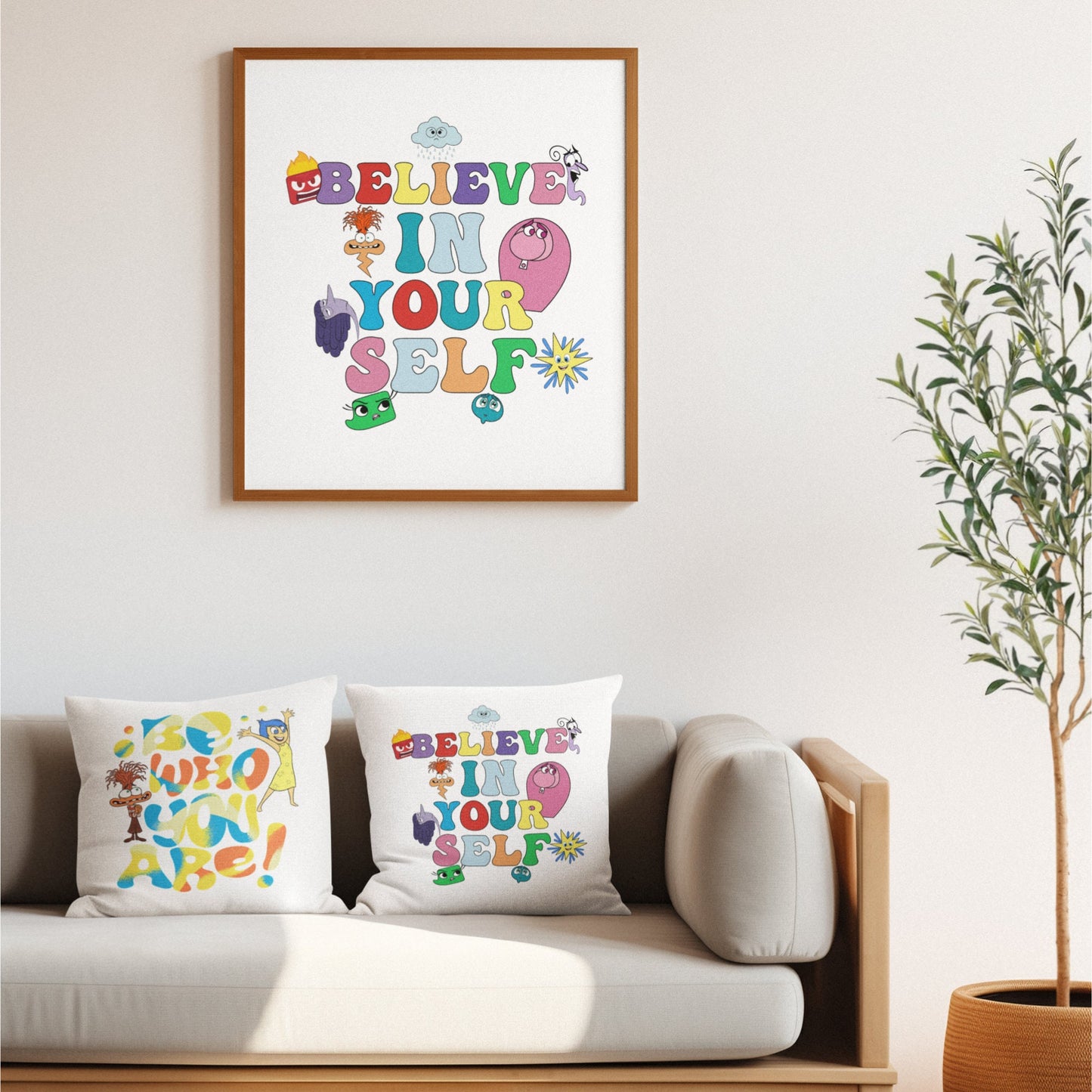 Personalized Inside Out Emotion Pillow – Double-Sided Print Featuring Joy & Sadness | Mental Health Matters