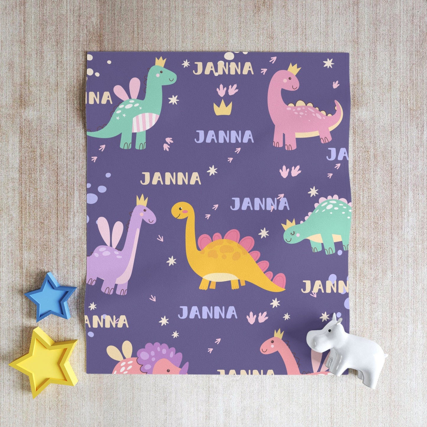 Personalized Dinosaur Baby Blanket – Custom Name Gift for Kids & Nursery Decor