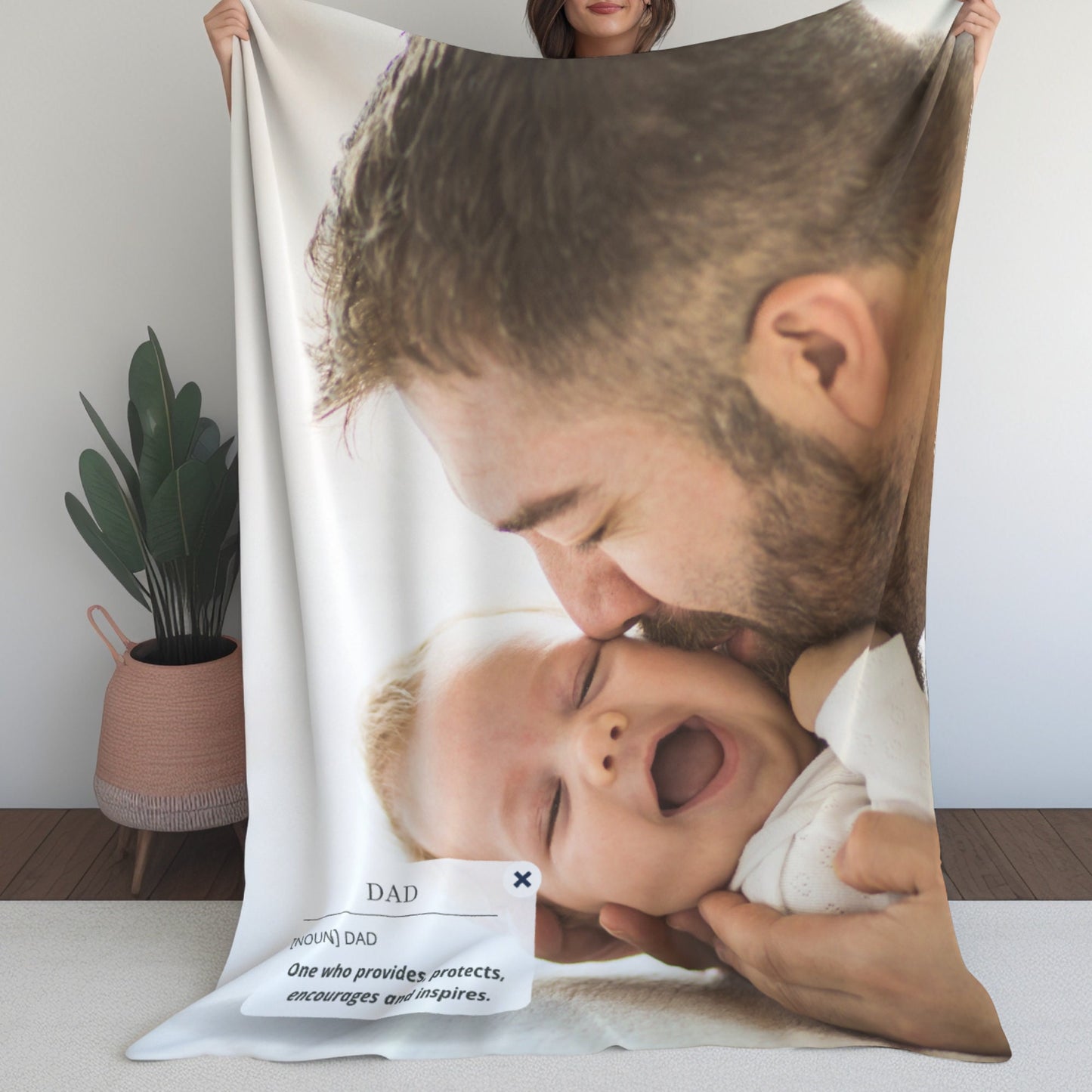 Personalized Photo Blanket – Custom Gift for Dad, Grandpa, or Him