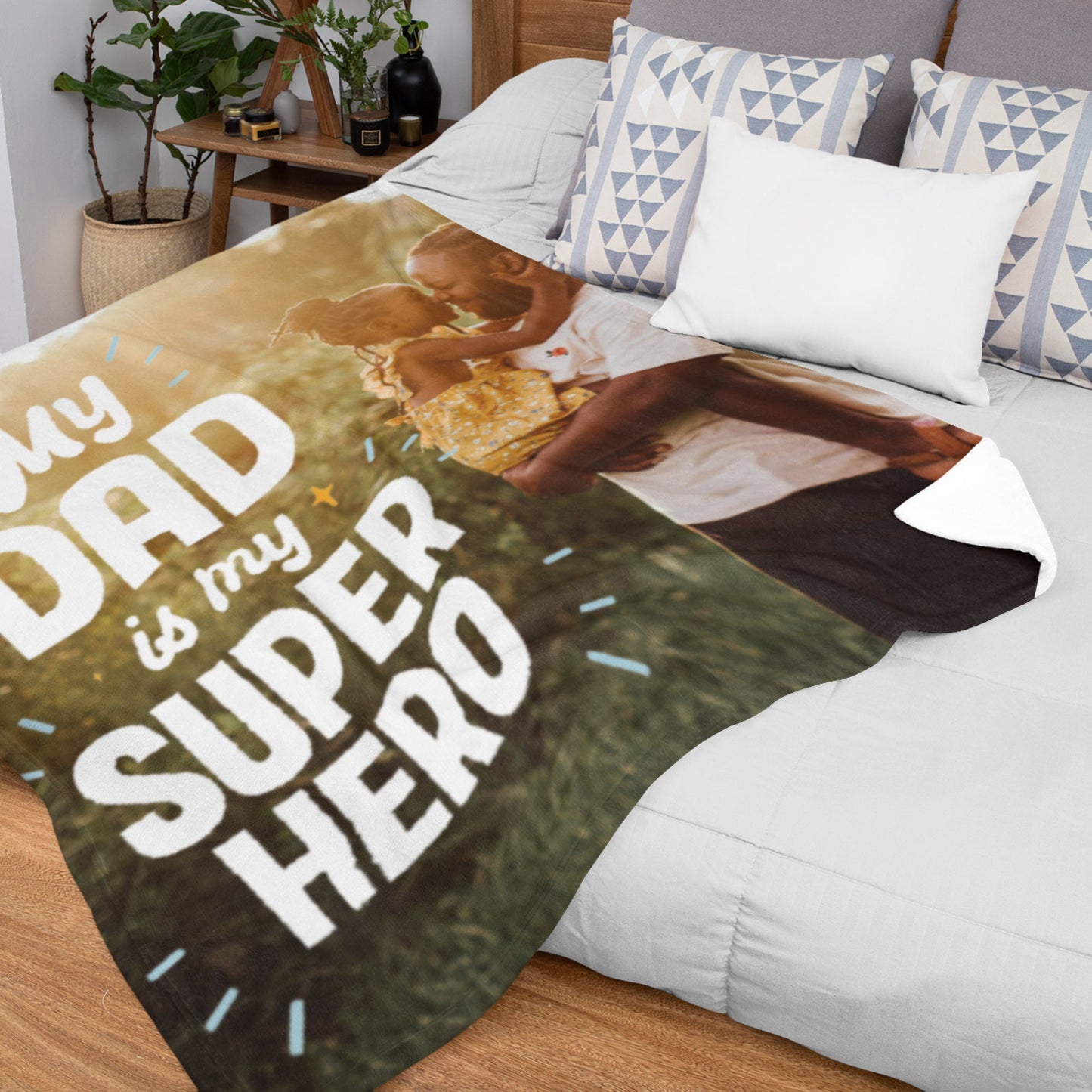 Personalized Photo Blanket – Custom Gift for Dad, Grandpa, or Him