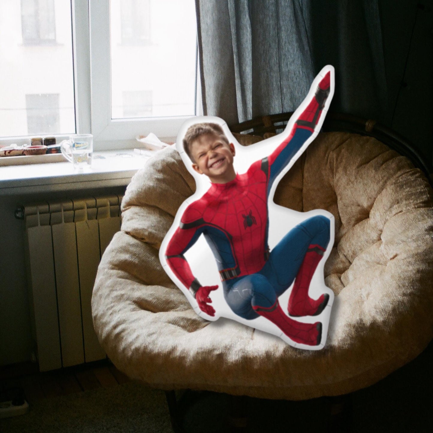 Personalized 3D Spiderman Pillow – Custom Superhero Gift with Your Child’s Face & 100% Smile Guarantee