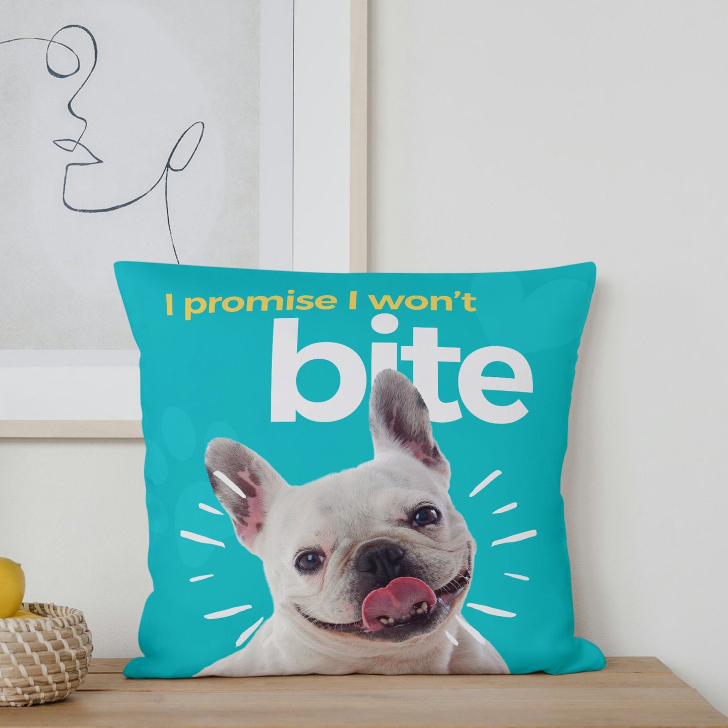 Personalized Funny Pet Photo Pillow – Custom Dog & Cat Cushion with Name, Quote & Photo