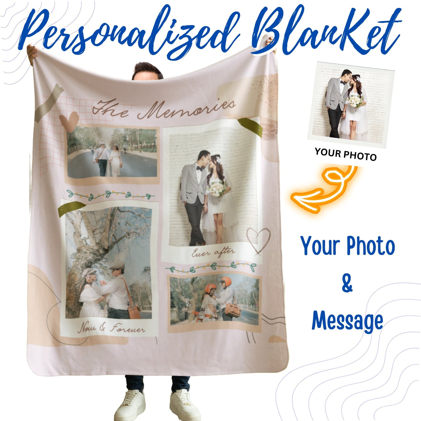 Personalized Wedding Photo Collage Blanket – Gift for Couples, Engagements & Anniversaries
