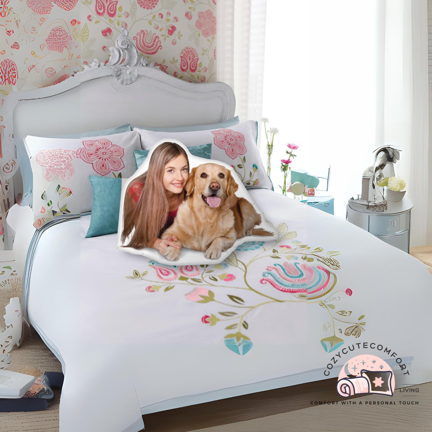 Personalized Pet Photo Pillow – Custom 3D Shaped Cushion for Dog & Cat Lovers | Memorial Gift & Cozy Keepsake