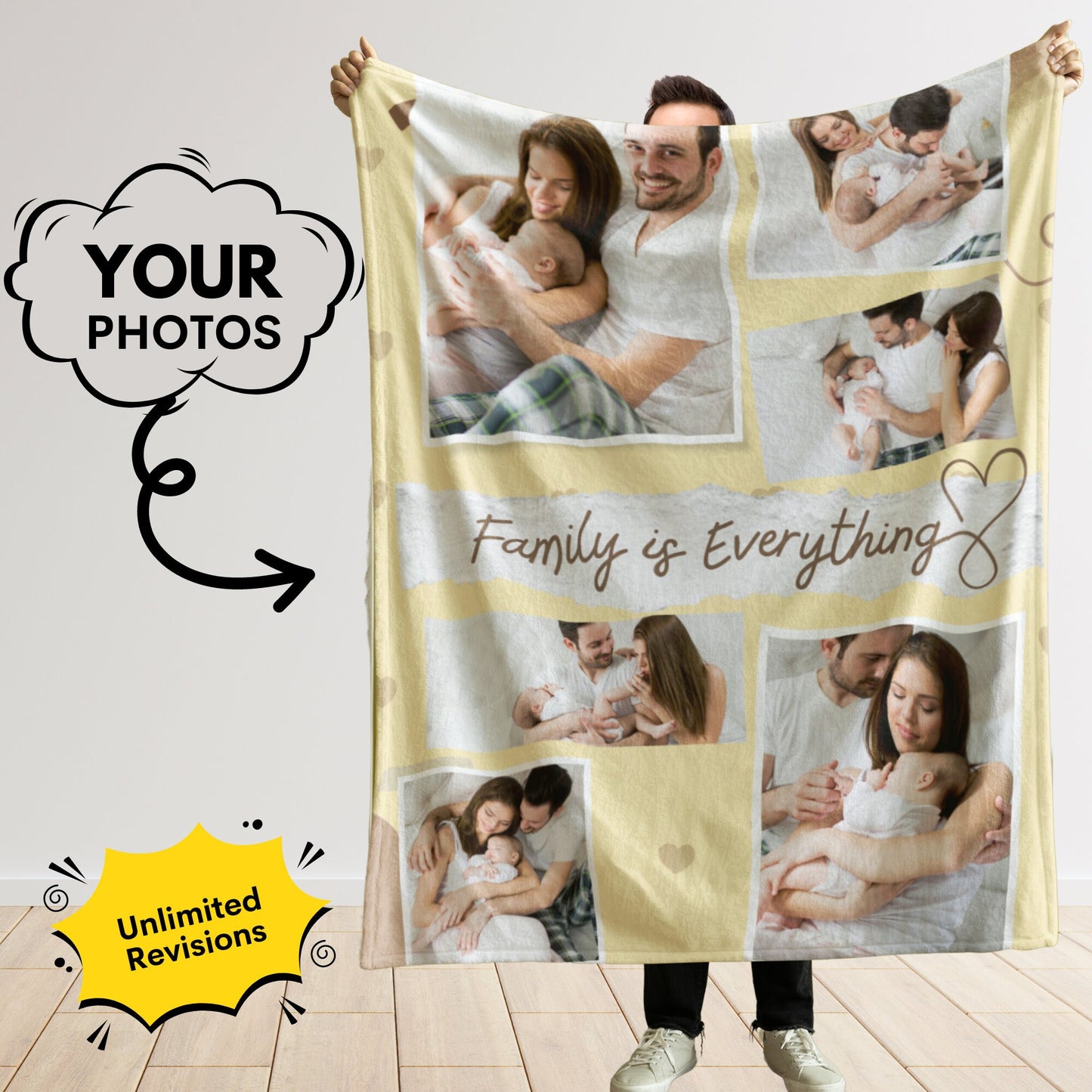 Personalized Family Photo Blanket – Collage Gift for Parents & Cozy Keepsake