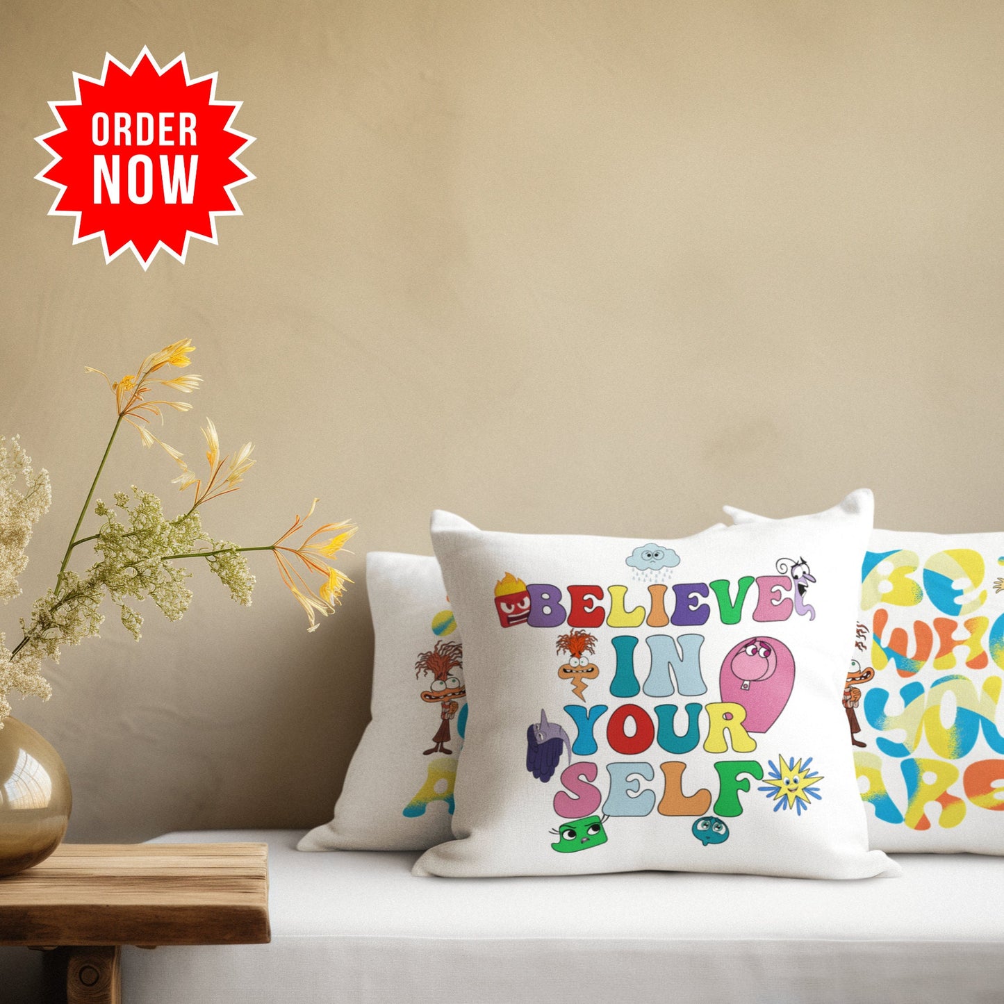 Personalized Inside Out Emotion Pillow – Double-Sided Print Featuring Joy & Sadness | Mental Health Matters