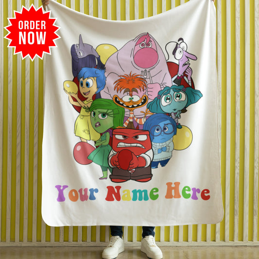 Personalized Emotion Blanket – Custom Name & Photo Gift Inspired by Inside Out with Joy, Sadness, Anger & More