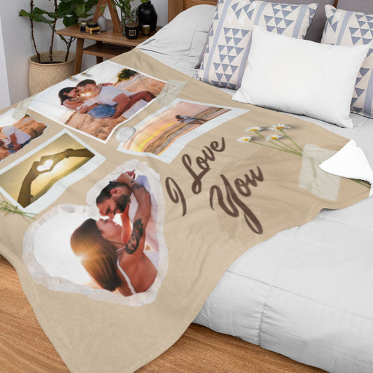 Personalized Photo Collage Blanket – Gift for Couples, him or her & Anniversaries