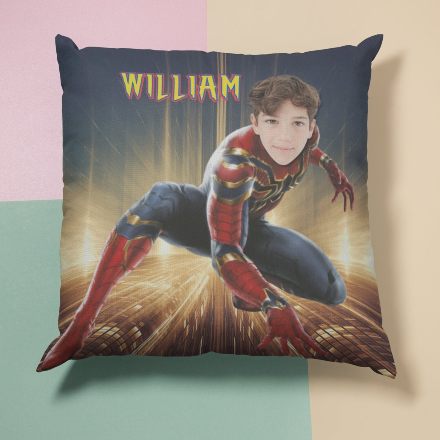 Personalized Spiderman Pillow with Name – Custom Superhero Pillow for Kids | Double-Sided Print & Cozy Room Decor