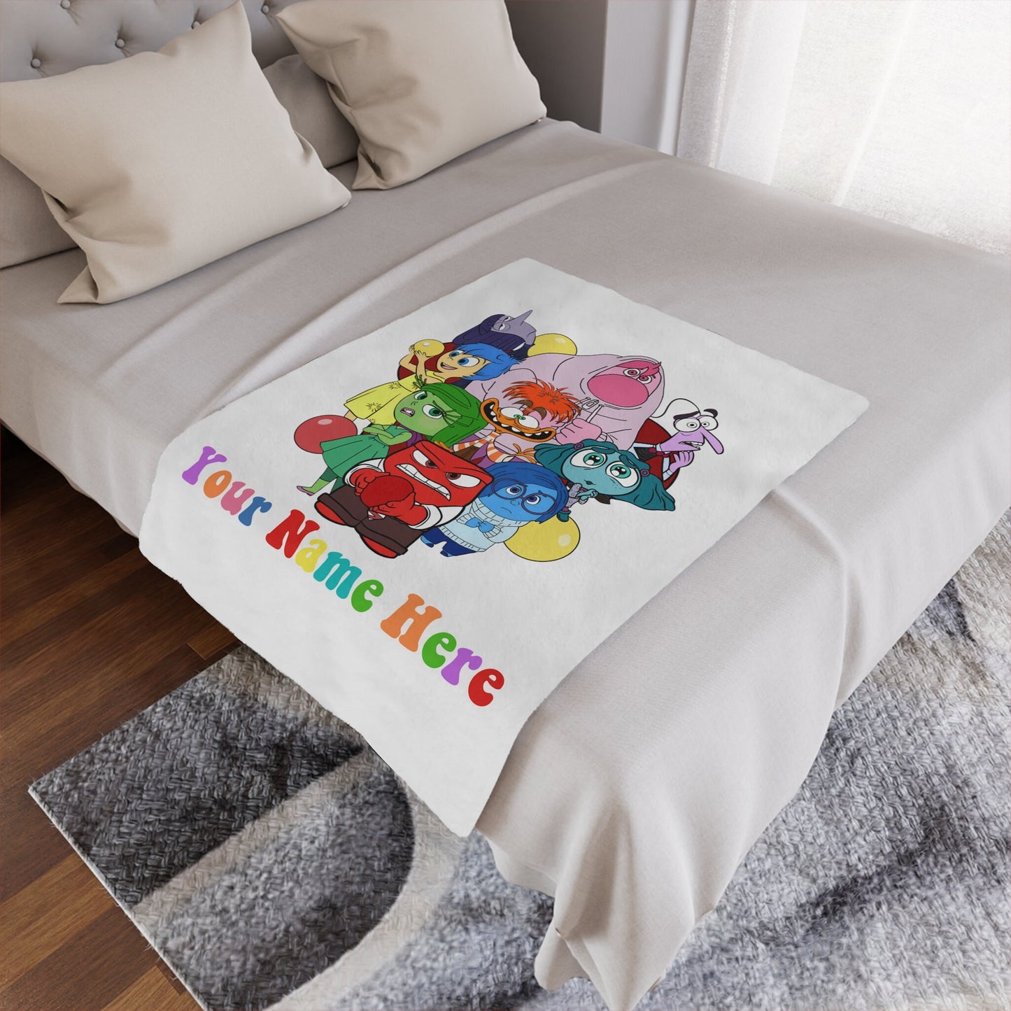 Personalized Emotion Blanket – Custom Name & Photo Gift Inspired by Inside Out with Joy, Sadness, Anger & More
